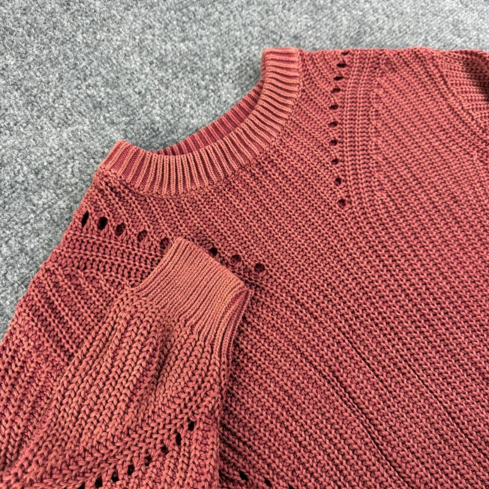 Marine Layer Sweater XS Rust Orange Pointelle Chunky Knit Cotton Women